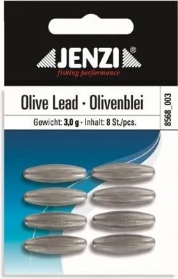 Produktbild von Jenzi Olivenblei 3g 8 Stück Inlinelead, Durchlaufblei, Absenkblei