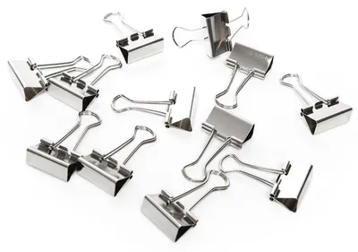 Produktbild von 12 Metallklammern silber 2,5 cm - kleine Foldback Klammern Dekoklammern aus Metall