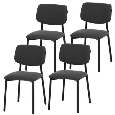 Produktbild von RAVINO Designerstuhl A21– 4er Set Esszimmerstuhl gepolstert mit Stoffbezug, moderner Küchenstuhl mit Rückenlehne, Stuhl, belastbar bis 110 kg– Grau
