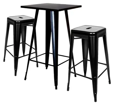 Produktbild von Stehtisch aus Holz und Metall, 60 x 60 x 110 cm, quadratischer Bistrotisch im industriellen Design, für 2 bis 4 Personen