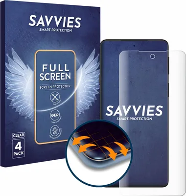 Produktbild von 4x Savvies Fullscreen Schutzfolie für Motorola Edge 20 Displayschutz Folie Fullcover Klar Transparent