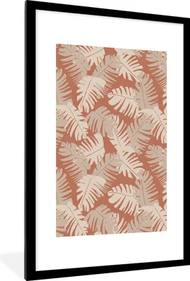 Produktbild von MuchoWow® Gerahmtes Poster Sommer - Laub - Braun - Muster 60x90 cm - Poster mit Schwarzem Bilderrahmen Wandposter Rahmen Foto Bilder - Dekoration - Wandposter Wohnzimmer - Hochwertig