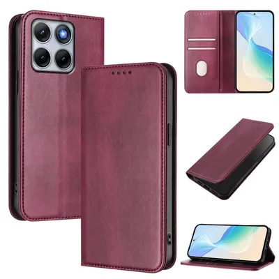 Produktbild von Handyhülle für Motorola Edge 70 Fusion, Vintage Leder RFID Schutz Kartenfach Standfunktion Magnetische Klapphülle Rot