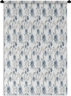 Produktbild von MuchoWow® Wandteppich Wandbehang Blumen - Muster - Blau 60x90 cm Tapisserie Dekoration Wandtuch - Foto-Teppich - Abwaschbar