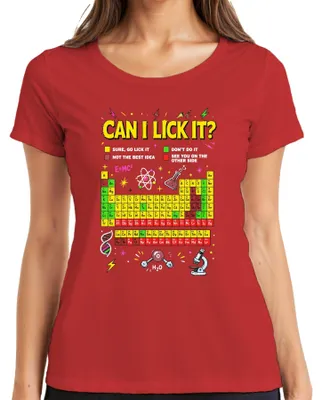 Produktbild von Can I Lick It Science Chemistry Periodic Table Statement Sarkasmus Damen T-Shirt, Rot, M