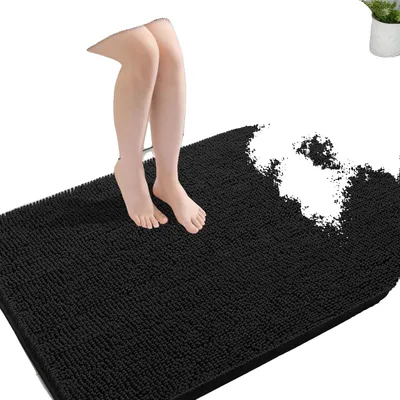 Obrázek produktu pro Koupelnový koberec, měkká mikrovlákna, moderní design, černá, 61 x 91 cm