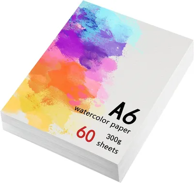Obrázek produktu pro 60 listů akvarelového papíru formátu A6, gramáž 300 g/m² - blok papíru formátu DIN A6, vhodný pro akvarel, tempery, akrylové barvy a kresbu, pro umělecké práce