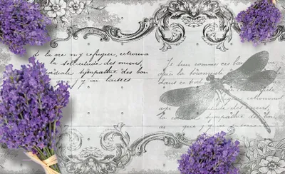 Produktbild von Fototapete Vlies 1799 VEXXXL Lavendel und Libelle 4-tlg. 416 x 254 cm