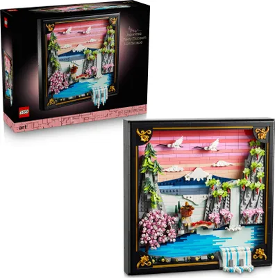 Produktbild von LEGO Art Japanische Kirschblütenlandschaft - DIY Set - Bauset für Erwachsene - 3D Wandkunst im Rahmen mit dem Fuji-Berg, Sakura (Kirschblüten) und Wasserfall - Geschenk für Männer und Frauen - 31218