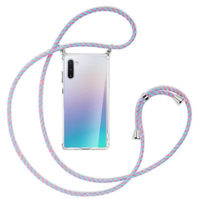 Produktbild von Handykette Backcover-Schutzhülle mit Band (Metall silberfarben) für Samsung Galaxy Note 10 - pink/mint