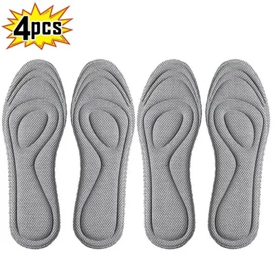 Image de Semelles orthopédiques - Semelles en mousse à mémoire de forme - Amortissantes, idéales pour le sport et la course - Anti-transpiration et antibactériennes - Lot de 4 - Taille EU 43-44 - Gris