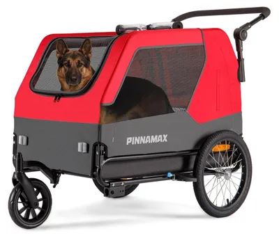 Obrázek produktu pro Psí vozík - přívěs za kolo 2v1 - Pro psy do 45 kg - S brzdou a vodítkem - 92 x 43 x 63 cm - Pro střední a velké psy