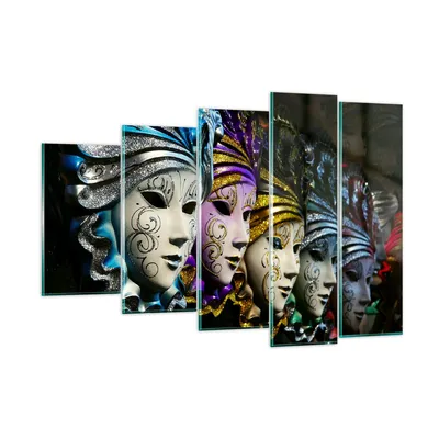 Produktbild von Bilder auf glas - Abstrakt Maske Feder Festival - 150x100cm - Glasbilder - Wandbilder - Kunstdruck - zum Aufhängen bereit - Wanddekoration aus Glas - Glas Bilder - Wandbild auf Glas - GEG150x100-2105