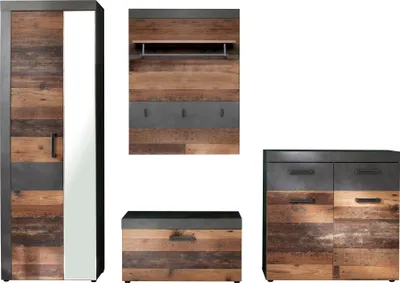 Productafbeelding van Irwin garderobe opstelling G, grijs Matera decor, Old Wood decor.
