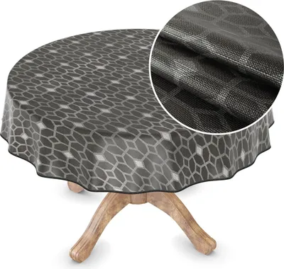 Produktbild von Tischdecke Wachstuch Premium Ornamente Grau Robust Wasserabweisend Rund 120 cm