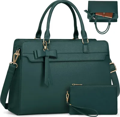 Produktbild von RAINSMORE Laptoptasche Damen 15.6 Zoll Wasserdicht Kunstleder Umhängetasche Grün