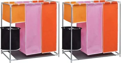 Immagine prodotto di The Living Store Cesto portabiancheria a 3 camere 2 pezzi con secchio per il lavaggio