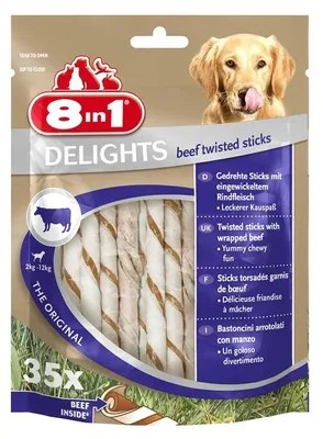 Produktbild von 8in1 Delights Beef Twisted Sticks 35 Stück