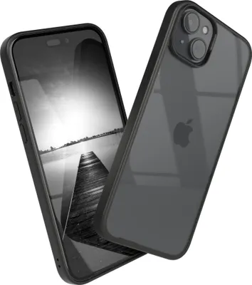 Produktbild von EAZY CASE Clear Hybrid Bumper Hülle für Apple iPhone 15 Plus, Handyhülle stoßfest mit Kameraschutz, Handycase dünn in Schwarz