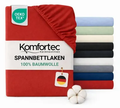 Productafbeelding van Komfortec jersey hoeslaken, 200x200 cm, 100% katoen, rood