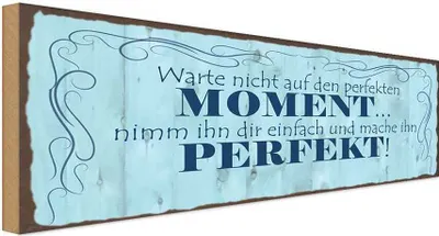 Produktbild von vianmo Holzschild 10x27 cm Warte nicht auf perfketen Moment Spruch Zitat