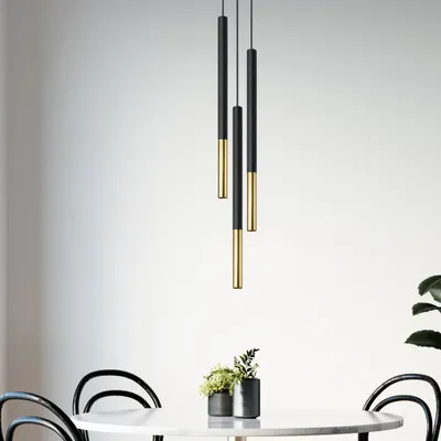 Produktbild von Pendelleuchte, Stahl, schwarz-gold, H 110 cm