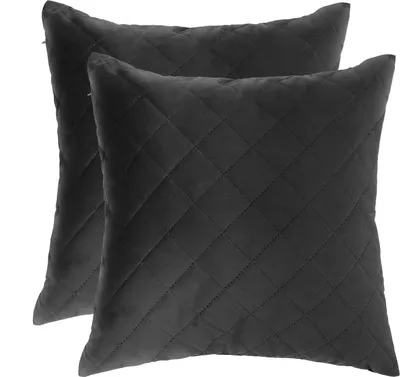 Produktbild von Samt Kissen Set, Zierkissen, 45x45 cm, Schwarz, mit Füllung, Deko Kissen, Sofakissen für Wohnzimmer Schlafzimmer, Quilted Black [091]