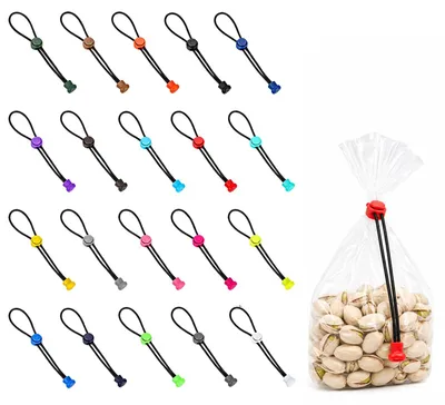 20 Tütenverschlussclips, 20 cm, wiederverwendbar, bunt, Kunststoff