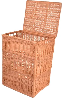 Image de Panier à linge en osier avec couvercle 63x48x38 cm Panier à linge Boîte à linge pour salle de bain