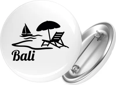 Produktbild von Huuraa Button Bali Inselmotiv Indonesien 59mm rund mit Sicherheitsnadel Ansteckbutton Geschenkidee