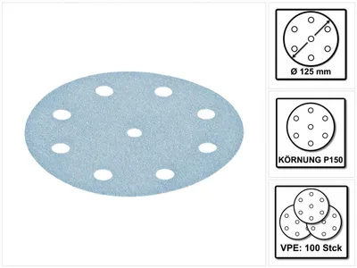 Productafbeelding van Festool STF D125/8 schuurschijven 125 mm granaat P150 GR / 100 stuks ( 497170 )