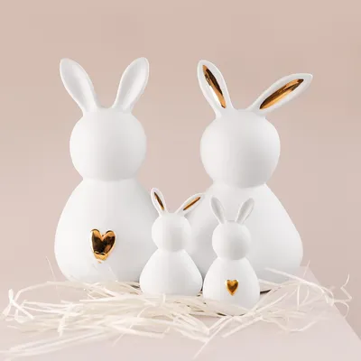 Produktbild von Räder Ostern Porzellanhase groß Dame goldene Ohren 19x16x29cm