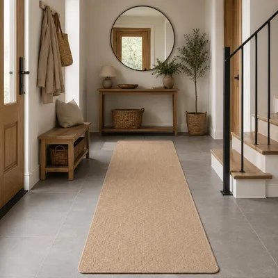 Produktbild von In- & Outdoor Flachgewebe Läufer Porto Beige Meliert Karo, Größe:100x100 cm