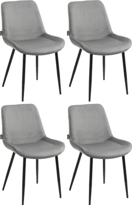 Produktbild von 4er Set Esszimmerstühle HLO-CP19 Samt  grau