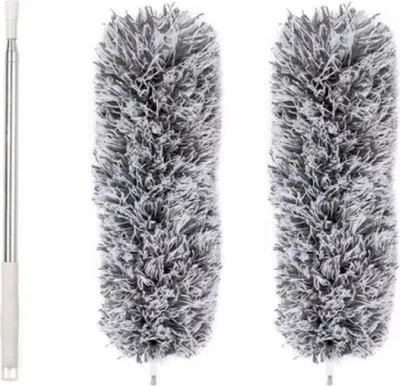 Produktbild von Staubwedel, 2 Stück Teleskop-Staubwedel mit 250 cm Edelstahlgriff, waschbarer Mikrofaser-Staubwedel zum Reinigen von Heizkörper, Schrank, Decke, Fenster, Auto