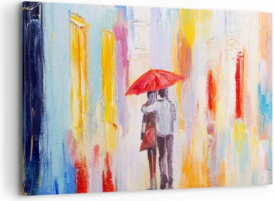 Produktbild von Bild auf Leinwand - Leinwandbild - Liebhaber Regenschirm - 100x70cm - Wand Bild - Wanddeko - Leinwanddruck - Bilder - Kunstdruck - Wanddekoration - Leinwand bilder - Wandkunst - AA100x70-3692