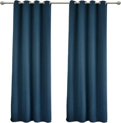 Produktbild von WOLTU 2er Set Gardinen, Blickdicht mit Ösen, Dunkelblau, 135x225cm