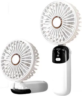 Immagine prodotto di Mini ventilatore USB, ventilatore da scrivania compatto con 5 velocità, ventilatore portatile con base, ideale per l'ufficio, la casa e i viaggi