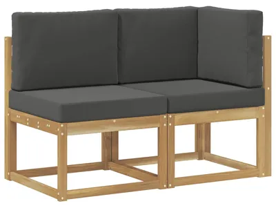 Immagine prodotto di vidaXL Divano da esterno centrale e ad angolo, 2 pezzi, bianco, legno massello di acacia