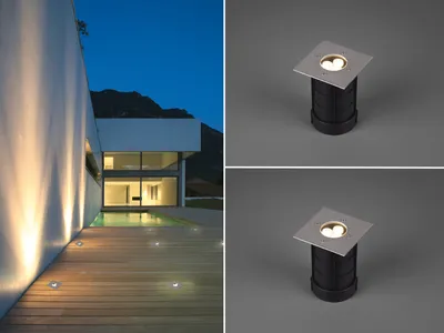 Produktbild von LED Bodeneinbauspot 2er Set eckig Edelstahl 11cm Bodenstrahler Einfahrt Terrasse