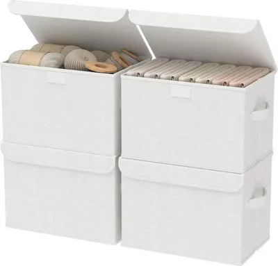Produktbild von Azomor® Große Aufbewahrungsboxen mit Deckel für Kleidung und mehr, Set von 4