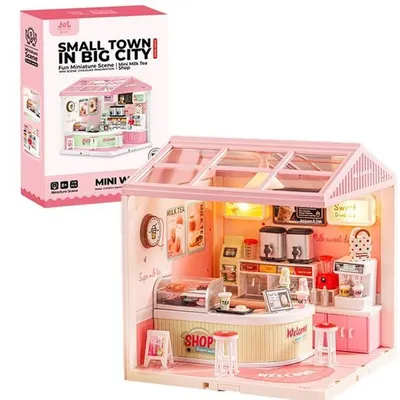 Produktbild von DIY Miniatur Bubble Tea Shop Bastelset Diorama Puppenhaus 138 Teile