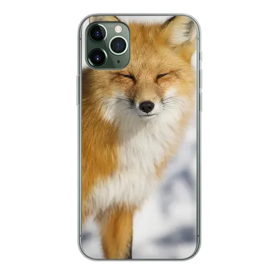 Produktbild von MuchoWow® Handyhülle Schutzhülle Hülle für iPhone 11 Pro Max Fuchs - Schnee - Rot Silikon Softcase Handy Hülle - Schutz