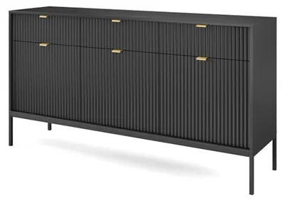 Image de Buffet Nova 154 x 39 x 83 cm, noir, 3 portes, façades en MDF