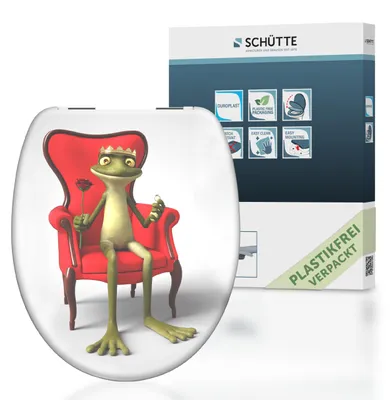 Produktbild von SCHÜTTE WC Sitz FROG KING, Duroplast Toilettendeckel mit Absenkautomatik Motiv, Klobrille, Klodeckel, Toilettensitz