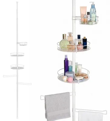 Image de Étagère de salle de bain télescopique Bremermann, extensible jusqu'à 290 cm max., en métal blanc