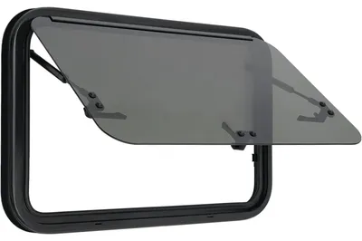 Immagine prodotto di Finestre per camper - Finestre laterali per camper/roulotte - Finestra a battente apribile verso l'esterno - Finestra a cerniera per l'installazione - 70 x 45 cm - Nero
