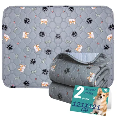 Waschbare Hundetoilettenunterlagen, 2er-Set, 121x121 cm, rutschfest