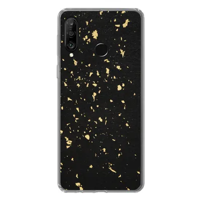 Produktbild von MuchoWow® Handyhülle Schutzhülle Hülle für Huawei P30 Lite Goldene Flocken auf schwarzem Hintergrund Silikon Softcase Handy Hülle - Handyhülle