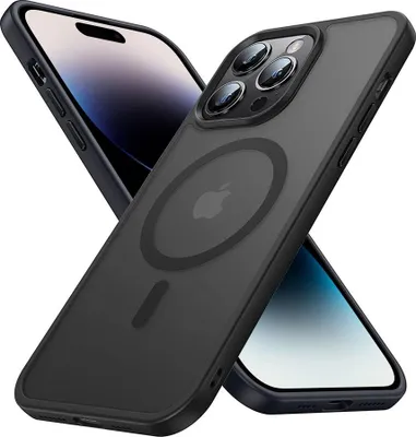 Produktbild von Cadorabo Hülle für Apple iPhone 14 PRO MAX in SCHWARZ kompatibel mit MagSafe - Hybrid Schutzhülle mit TPU Silikon-Rand und stabiler Rückseite